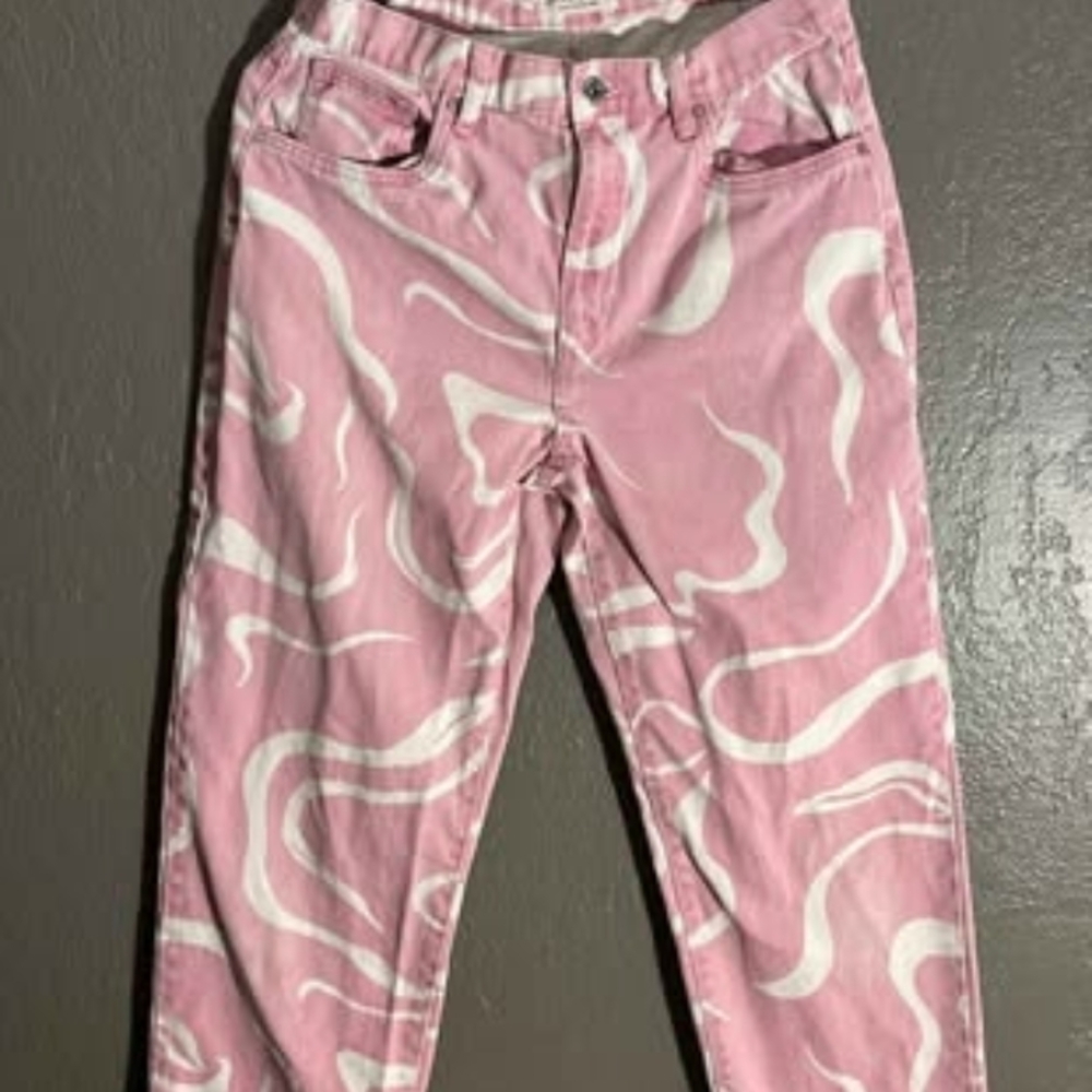 Cotton On Pink and White Striped Jeans